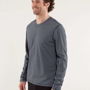 Lululemon Men’s Speed Long Sleeve Heathered Black & Grey